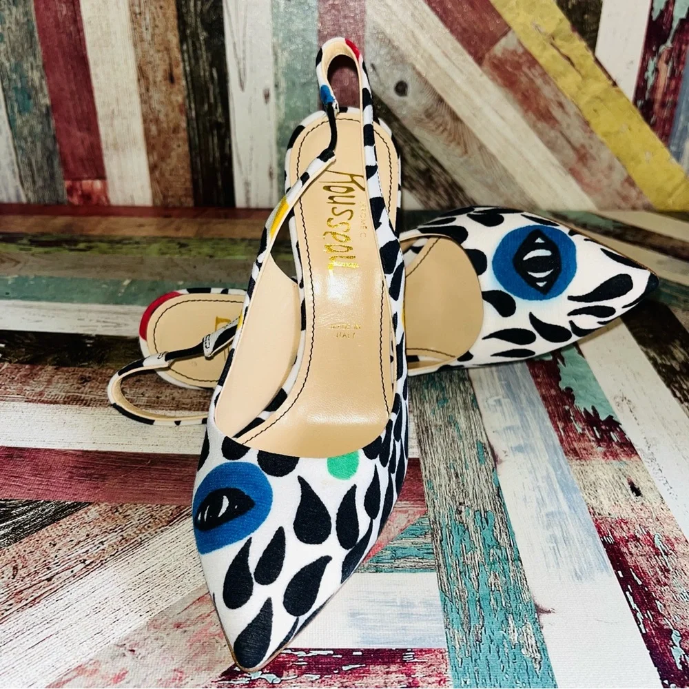 Rousseau Artistic Italian Slingback Heels - Blue Eyes